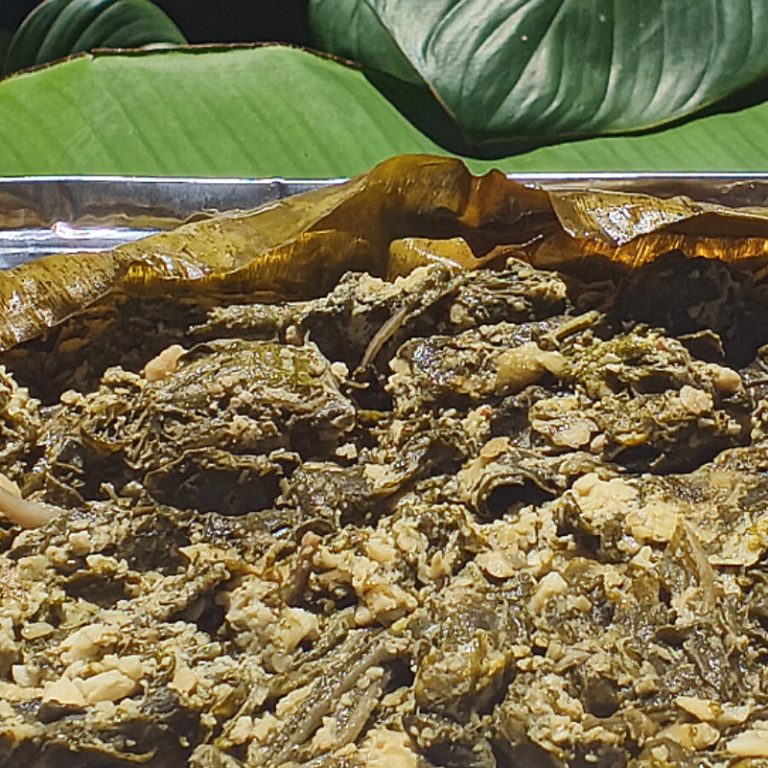 slippery cabbage with ngali nut