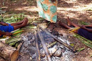 yam pudding in bamboo